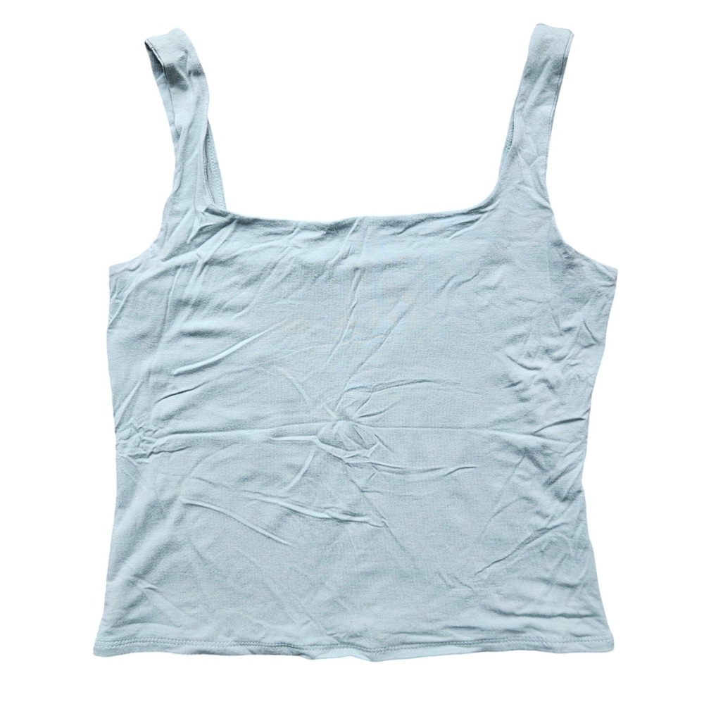 Wasabi + Mint Women Light Teal Square Neck Tank Top Size L